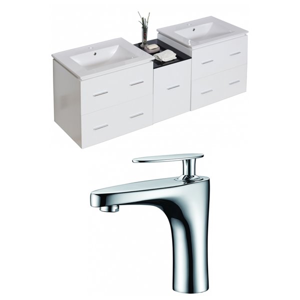 American Imaginations Xena 61.5in Double Sink Bathroom Vanity Set in