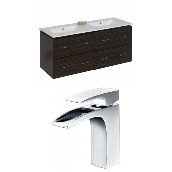 American Imaginations Xena 48in Dawn Grey Double Sink Bathroom Vanity