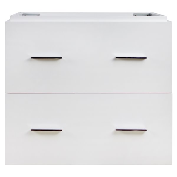 American Imaginations 48-in Xena Quartz Single Sink Bathroom White Vanity with Black Galaxy Quartz Top