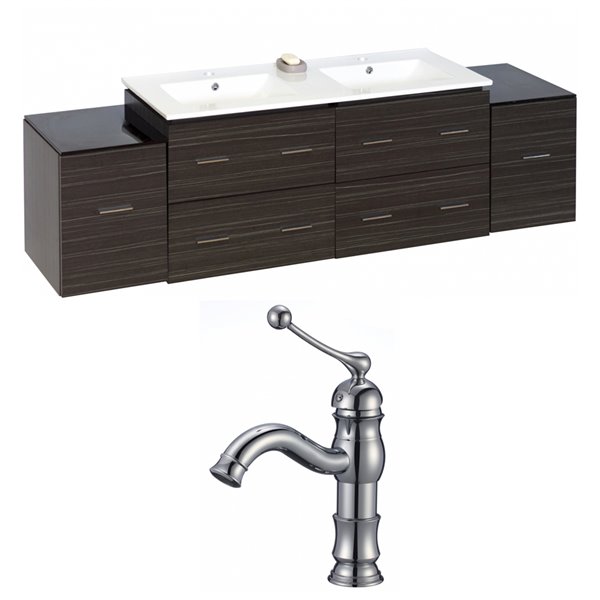 American Imaginations Xena Dawn Grey 75in Double Sink Bathroom Vanity