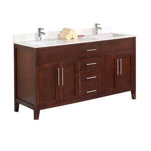 Meuble-lavabo avec comptoir en quartz Linden, 61
