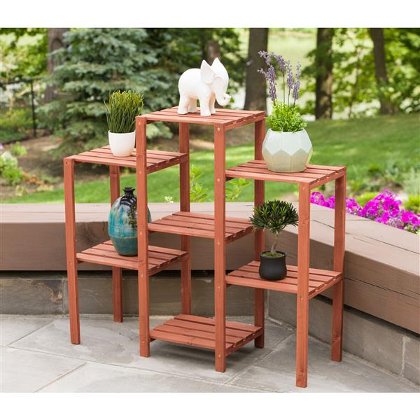 Leisure Season 7 Tier Wooden Plant, Tiered Wooden Plant Stands Outdoor