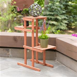 Leisure Season 3-Tier Wooden Plant Stand -    30-in x 12-in x 24-in