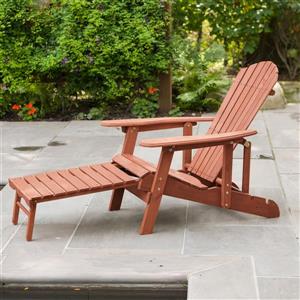 Leisure Season Reclining Adirondack Chair With Pull-Out Ottoman
