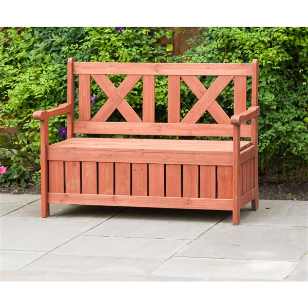 Leisure Season Wooden Storage And, Wooden Patio Bench With Storage
