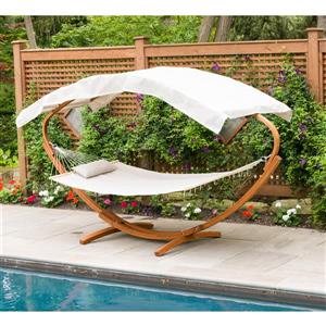 Leisure Season Hammock with Wooden Stand and Canopy