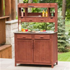 Leisure Season Wooden Outdoor Kitchen Prep Station