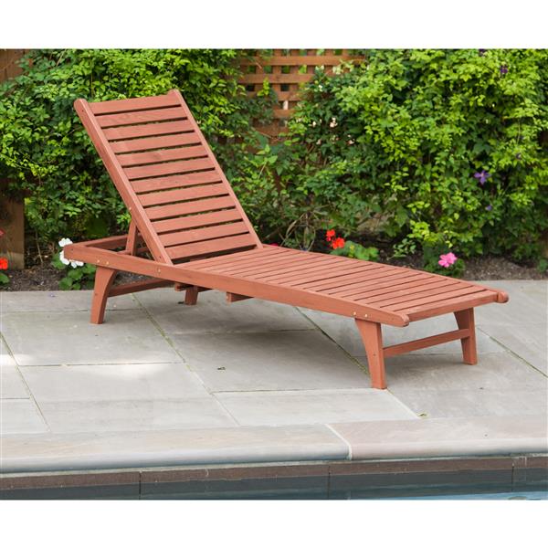 Image of Leisure Season | Wooden Chaise Lounge With Pull-Out Tray | Rona