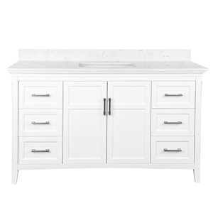 Foremost Abbott 58-in White Single Sink Bathroom Vanity Set with Engineered Stone Top