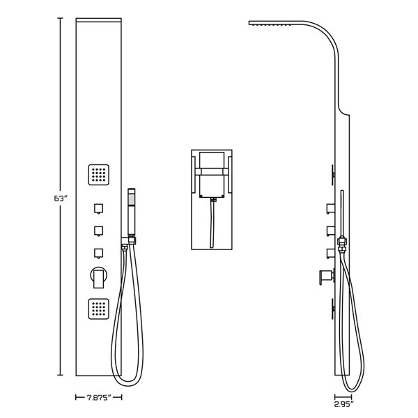 American Imaginations Shower Panel - 7.87-in - Stainless Steel