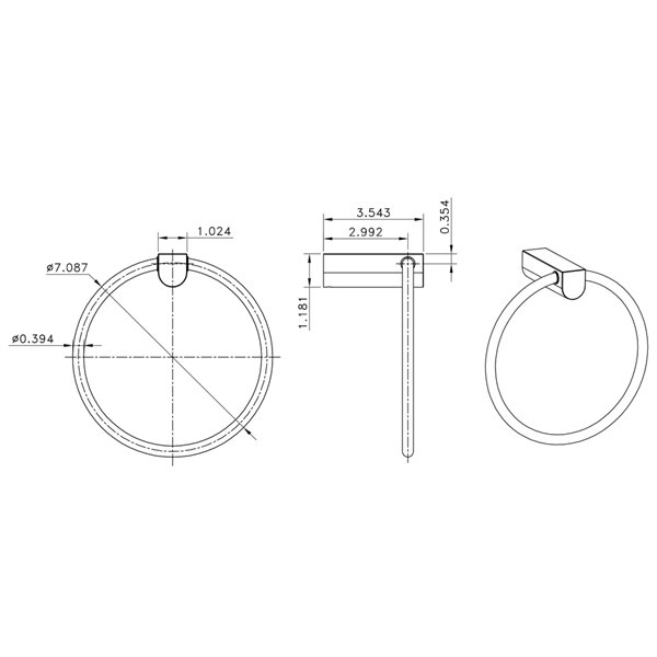 American Imaginations Towel Ring - Single Rod Towel Rack Accessory Set