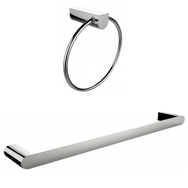 American Imaginations Towel Ring - Single Rod Towel Rack Accessory Set