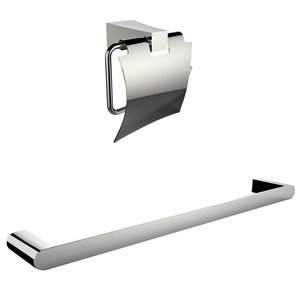 American Imaginations Toilet Paper Holder with Single Rod Towel Set