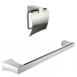 American Imaginations Toilet Paper Holder with Single Rod Towel Set - Chrome