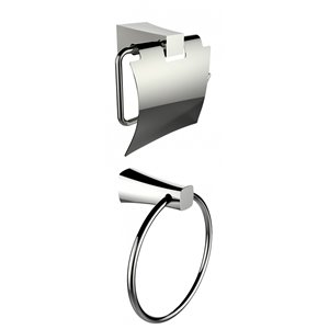 American Imaginations Towel Ring with Toilet Paper Holder Accessory Set