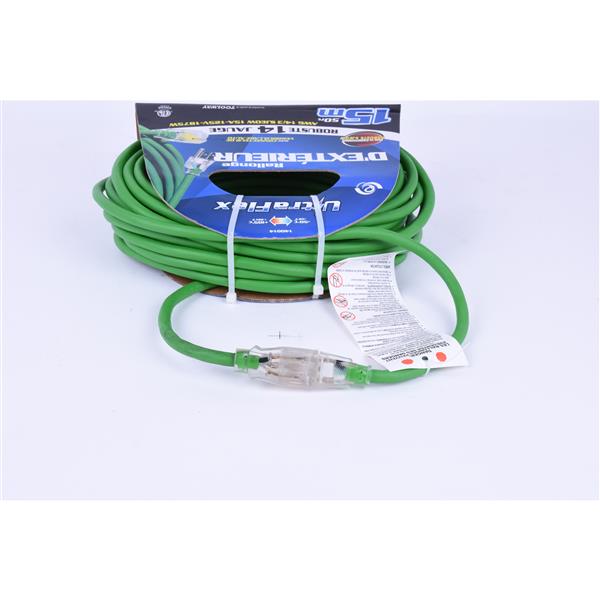 Rallonge Électrique UltraFlex, 1 prise, 125 volts, vert