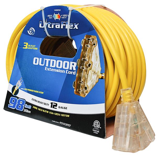 Toolway UltraFlex Outdoor Extension Cord - 30.5m - Yellow 140052