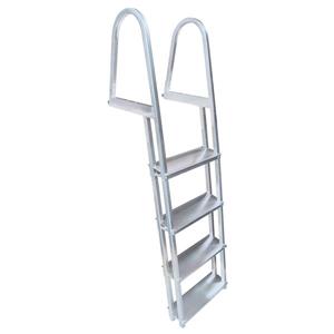 Dock Edge + Stand Off Dock Ladder - 4 Steps - Aluminum - Gray