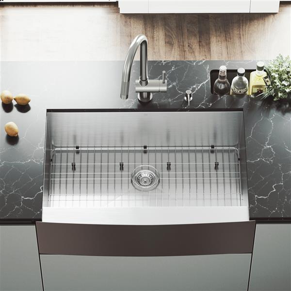 Kitchen Sink With Faucet - Grid - Strainer - 33''