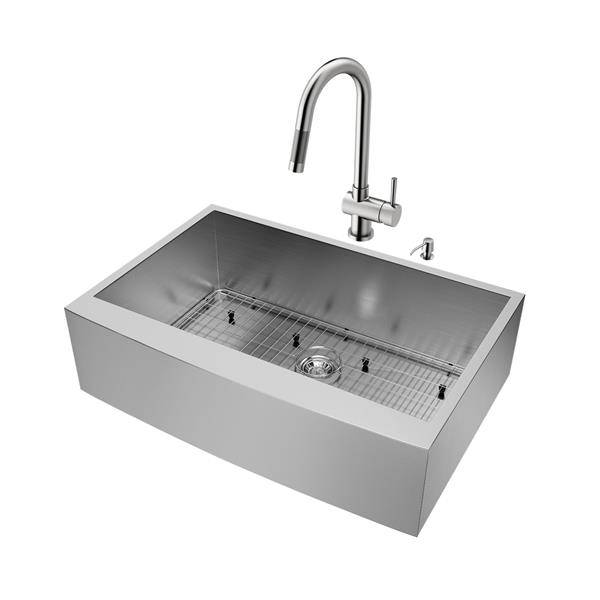 Kitchen Sink With Faucet - Grid - Strainer - 33''