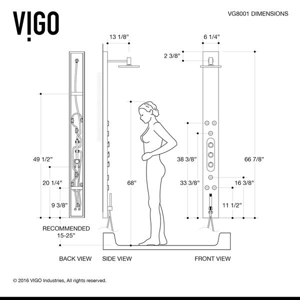 VIGO Dilana Shower Massage Panel