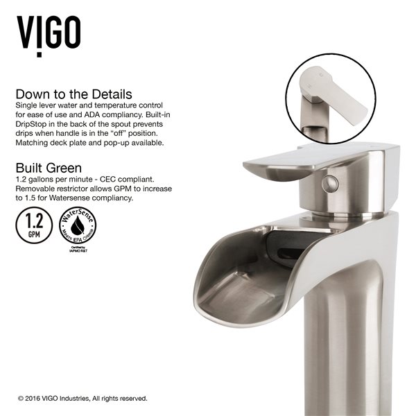 VIGO Hyacinth&nbsp;14-in White Matte Stone Square Vessel Bathroom Sink with Niko Faucet/Drain - Brushed Nickel