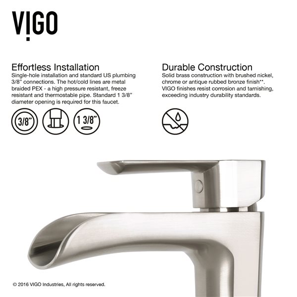 VIGO Hyacinth&nbsp;14-in White Matte Stone Square Vessel Bathroom Sink with Niko Faucet/Drain - Brushed Nickel