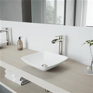 VIGO Vessel Bathroom Sink with Faucet - White