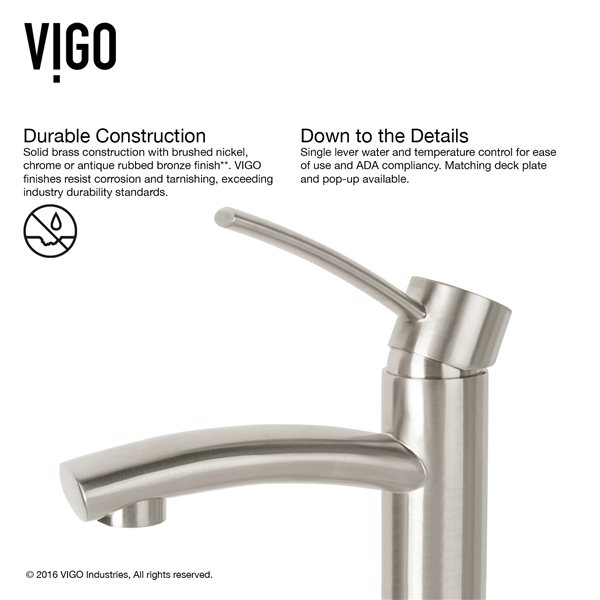 VIGO Vinca&nbsp;14-in W x&nbsp;18-in L White Matte Stone Rectangle Bathroom Vessel with Milo Faucet/Drain - Brushed Nickel