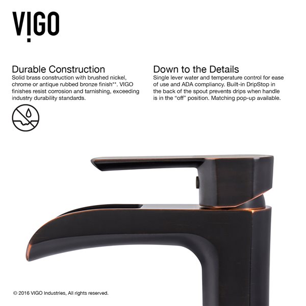 VIGO Vinca&nbsp;14-in W x&nbsp;18-in L White Matte Stone Rectangle Bathroom Vessel w/ Niko Faucet/Drain - Antique Rubbed Bronze