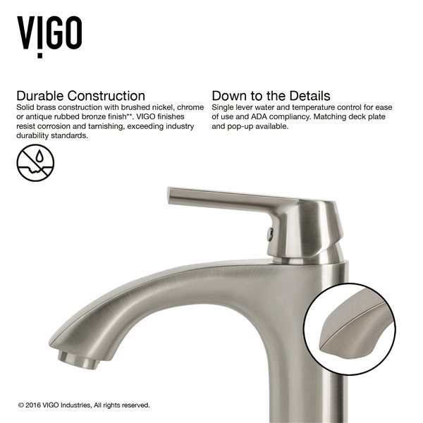 VIGO Glass&nbsp;17-in dia. White Round Vessel Bathroom Sink with Linus Faucet/Drain - Brushed Nickel