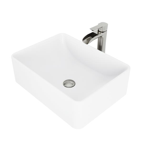 VIGO Vessel Bathroom Sink with Faucet - White