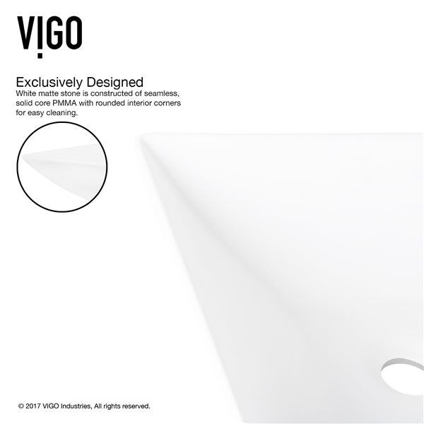 VIGO Hibiscus&nbsp;16-in Matte White Stone Square Vessel Bathroom Sink with Milo Faucet/Drain - Brushed Nickel