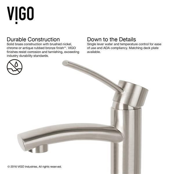 VIGO Hibiscus&nbsp;16-in Matte White Stone Square Vessel Bathroom Sink with Milo Faucet/Drain - Brushed Nickel