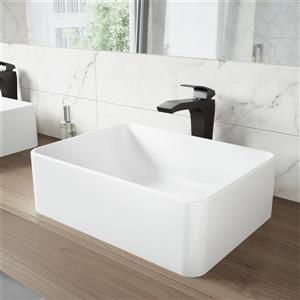 VIGO Vessel Bathroom Sink with Faucet - White