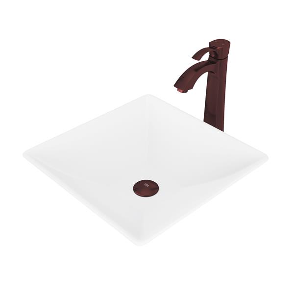 VIGO Vessel Bathroom Sink with Faucet - White