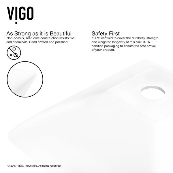 VIGO Hibiscus&nbsp;16-in Matte White Stone Square Vessel Bathroom Sink with Seville Faucet/Drain - Matte Black