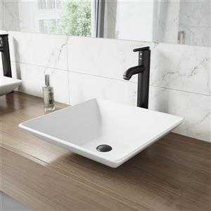 VIGO Vessel Bathroom Sink with Faucet - White