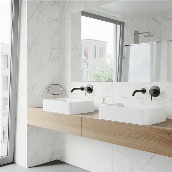 Vigo Vessel Bathroom Sink With Wall Mount Faucet White Vgt1009