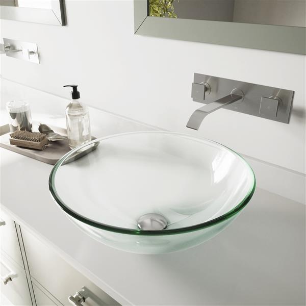 Glass Vessel Sink And Wall Mount Faucet Crystalline