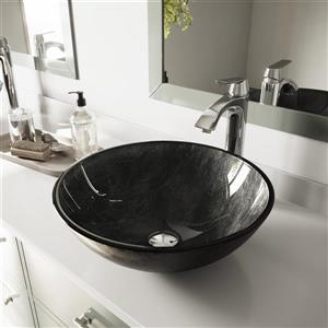 VIGO Glass Vessel Bathroom Sink with Faucet - Onyx