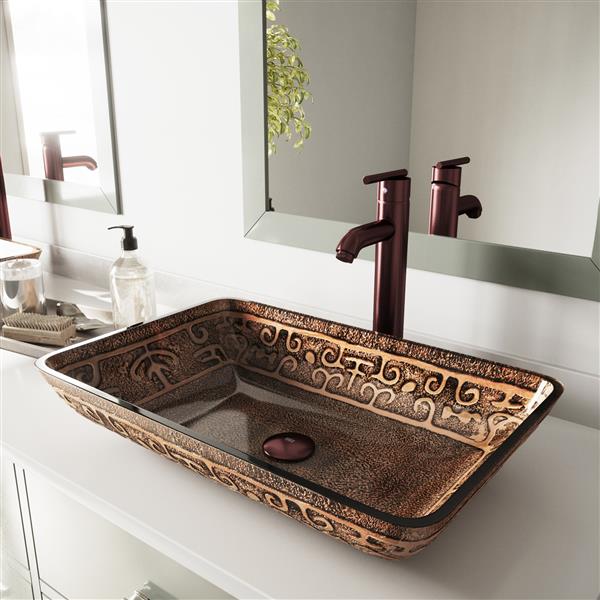 VIGO Glass Vessel Bathroom Sink with Vessel Faucet VGT284 RONA