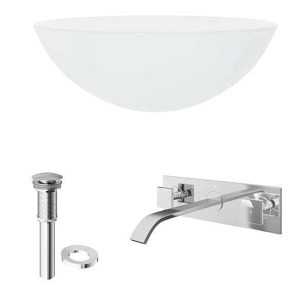 VIGO Glass Vessel Bathroom Sink with Wall Mount Faucet