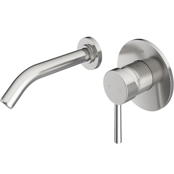 Robinet de salle de bain mural Olus, nickel brossé