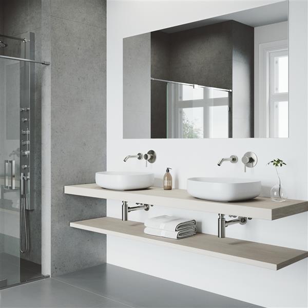 Robinet de salle de bain mural Olus, nickel brossé