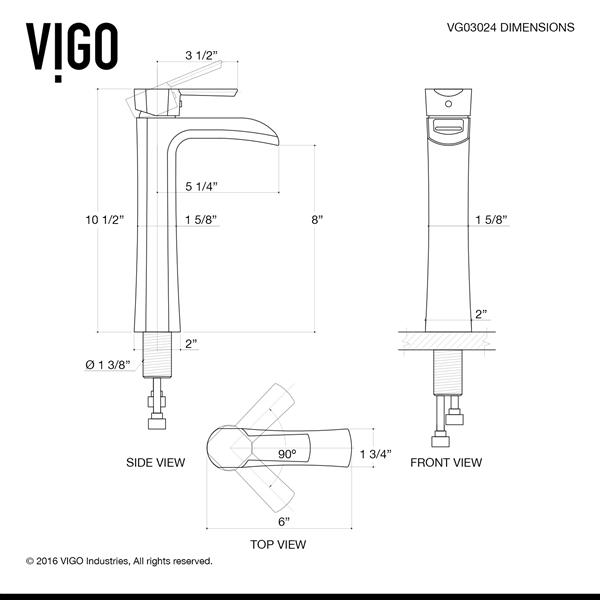 VIGO Niko Vessel Bathroom Faucet with Pop-Up