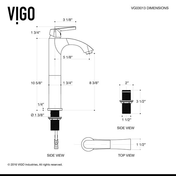 VIGO Linus&nbsp;12-in H Single Handle One-Hole Bathroom Vessel Faucet - Chrome
