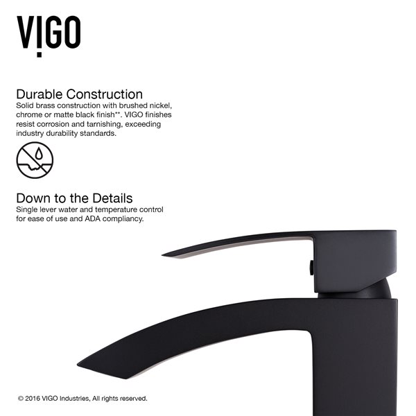 VIGO Single Hole Bathroom Faucet Satro - Matte Black