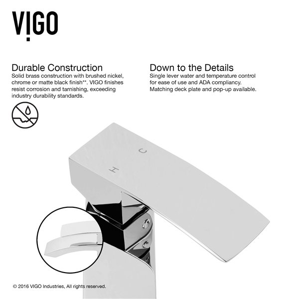 VIGO Satro&nbsp;7-in H Single Handle One-Hole Bathroom Faucet - Chrome