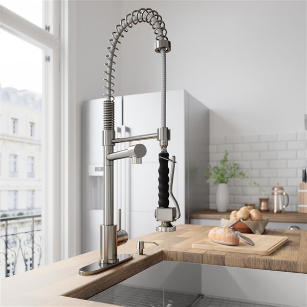 VIGO Zurich Pull Down Spray Kitchen Faucet With Deck Plate VG02007STK1   330610829 MainImage 001 L 